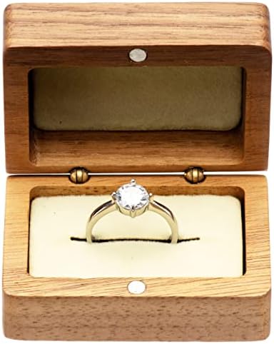 Cosisho מלבן יחיד קופסת מתנה טבעת מעץ לתצוגת תכשיטים של טבעת אירוסין קטנה להצעה
