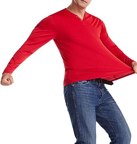 גברים מזדמנים רזה מתאים הנלי חולצות שרוול ארוך כפתור לכייס צווארון חולצות קיץ בסיסי קל משקל חולצה