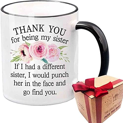 צ'יאן-צ'י לילי תודה על היותך אחותי חידוש ספל קפה מתנה לחבר, אחות, אח, מרחק ארוך, BFF, חבר אהוב, יום הולדת,