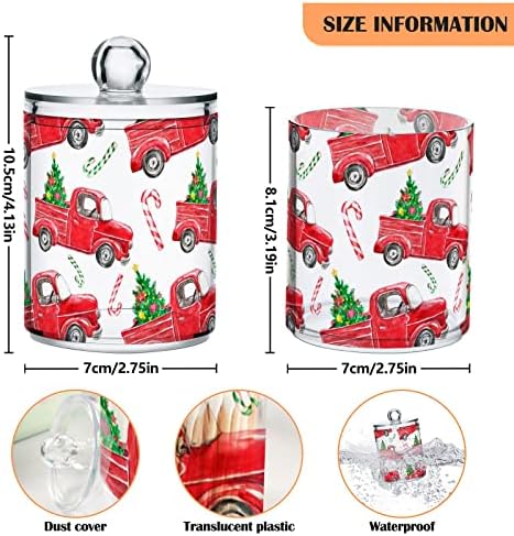 משאית אדומה לחג המולד מחזיקת ספוגית כותנה מיכלי אמבטיה צנצנות עם מכסים מכוונים כרית כותנה כרית כרית כרית עגול