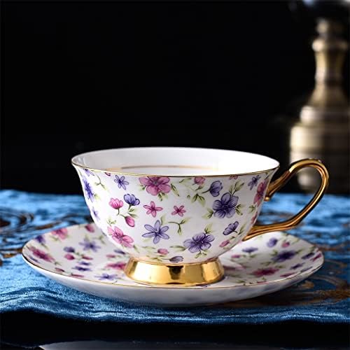 Yaywp אירופאי יפהפה פרח קטן זהב קו קרמיקה תה עיצוב כוס קפה חרסינה וסט צלחת