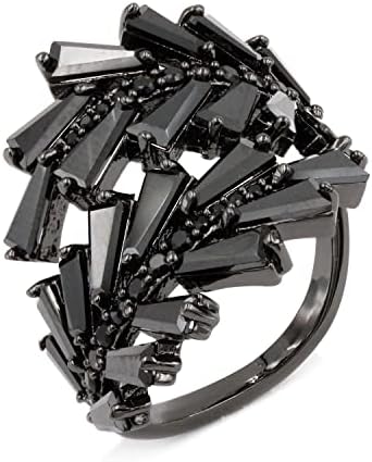 לבנסיוס אמנות קוקטייל אופנה טבעת גודל מתכוונן מ 6-8. 5 מעוקב זירקוניה תכשיטים