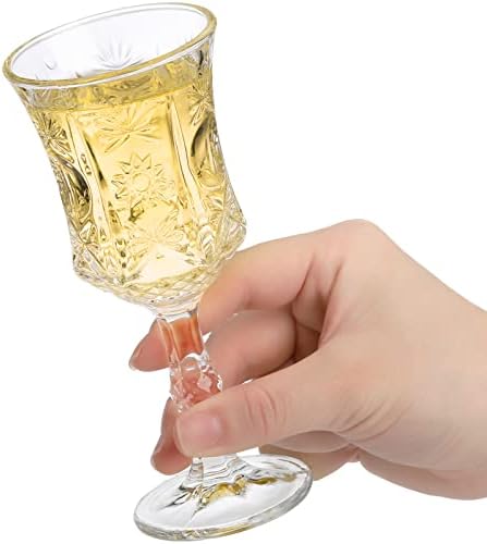 אלסגוי סט של 6 זכוכית לבבית מובלטת, 3.5 עוז כוסות טעימות כוסות זכוכית גביע שקופות כוסות שוט וינטג ' לשתיית