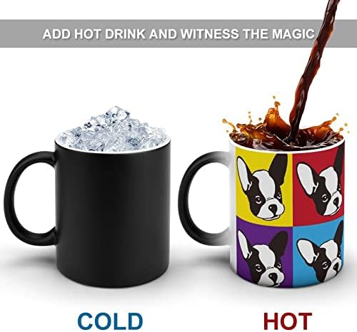 צרפתית בולדוג דפוס חום שינוי ספל קסם קפה כוס קרמיקה תה כוס אישית מתנה עבור משרד בית נשים גברים 11 עוז