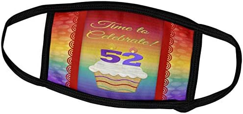 3drose בוורלי טרנר עיצוב הזמנה ליום הולדת - קאפקייק, מספר נרות, זמן, חוגגים הזמנה בת 52 - מסכות פנים