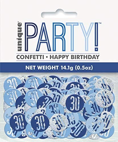 מסיבה ייחודית 83839 כחול פריזמטי יום הולדת 30 קונפטי, 5 גרם 1 חבילה, גיל 30