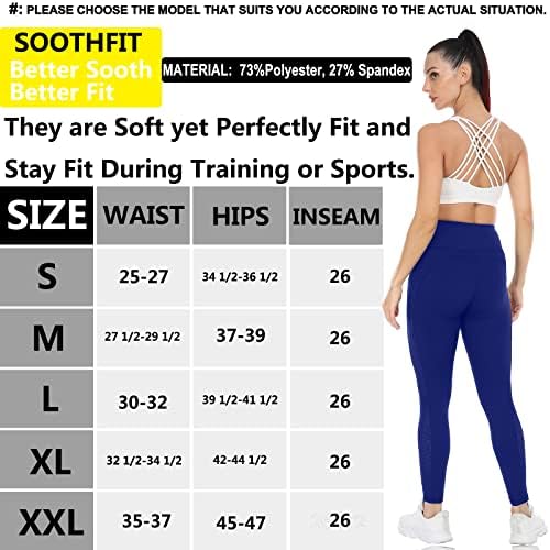 מכנסי יוגה Soothfit לנשים עם כיסים מותניים גבוהים יוגה כושר חמאה אימון רך ריצה חותלות בחדר כושר עם רשת