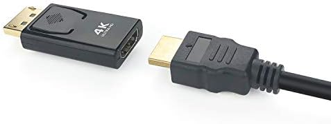 DisplayPort למתאם HDMI, Peotriol 4K מצופה זהב DP זכר ל- HDMI מתאם ממיר נקבה עם כבל HDMI של 1.8 סמ עבור שולחן העבודה
