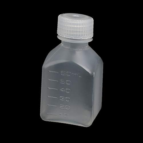 X-DREE 60 מל PP מדגם מרובע פלסטיק מדגם מגיב לבקבוק איטום מיכל ברור (60 מל PP MUESTRA CUADRADA DE PLástico ReActivo