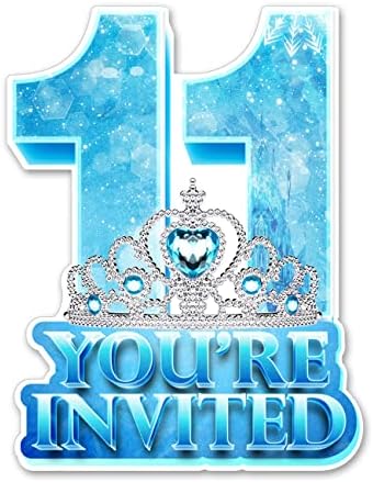 20 מלכת קרח הזמנות למסיבת יום הולדת 11 עם מעטפות דו צדדיות חורפיות של פתית שלג בצורת הזמנות למילוי