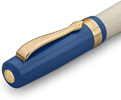 עט מזרקת רוק סטודנטית של Kaweco עט מזרקת שרף פרמיום עט למחסניות דיו עט מזרקה נוסטלגי בכחול ושמנת עם פרטים מוזהבים
