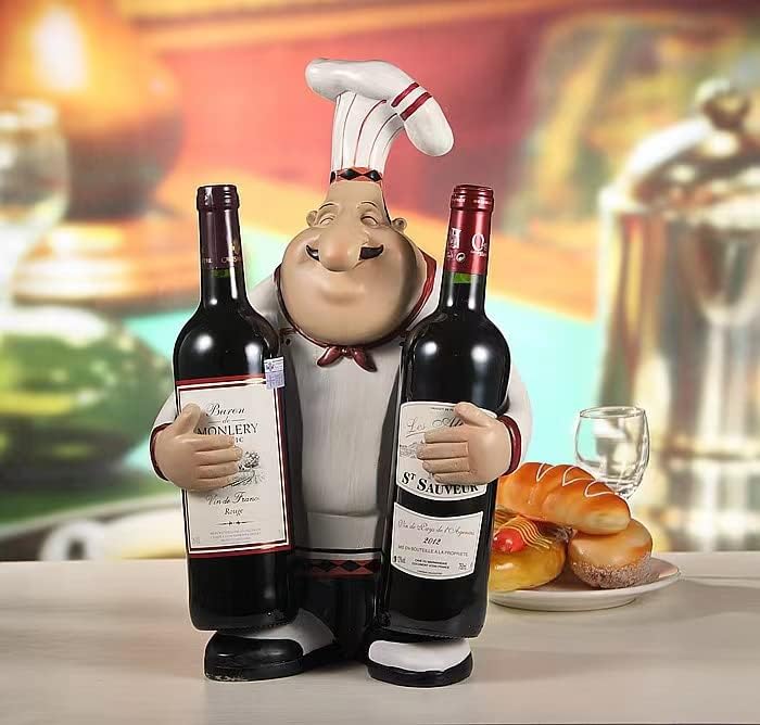 שמן שף יין בקבוק מחזיק שף פסל יין מחזיק דקורטיבי שרף שף יין מתלה בר כלי שולחן דקורטיבי קרפט 27