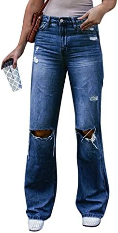 מטען ז 'אן מכנסיים לנשים נשים מקרית כחול קלאסי אמצע מותניים כיסים ישר ג 'ינס ז' אן סרבל לנשים