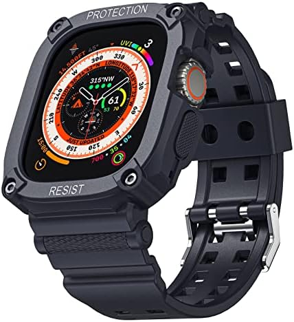 תואם ללהקת Apple Watch 49 ממ עם מארז הפגוש, מגן להקות מחוספסות עבור Watch Ultra, Sport Sport