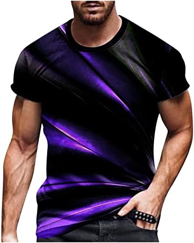 חולצות מעצבים לגברים תלת מימד הדפסת קו דיגיטלי עגול צוואר עגול שרוול קצר סווול סווול חולצות בגדי רחוב מגניב