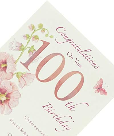 כרטיס יום הולדת 100-כרטיס יום הולדת לנשים-עיצוב פרחים ורוד עדין