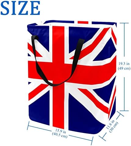הדפסת דגל בריטי בבריטניה סל כביסה מתקפל, סלי כביסה עמידים למים 60 ליטר אחסון צעצועי כביסה לחדר