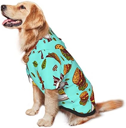 קפוצ'ון גדול של כלבים טעים-המבורגר-בייקון-ביצית סוודר בגדי חיות מחמד עם מעיל תלבושת חתולים רכים קטן