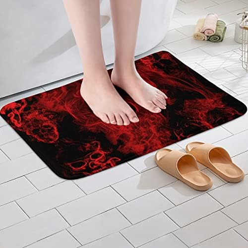 גולגולת גותית שטיח אמבטיה לא להחליק מחצלת אמבטיה שלד אדום ושחור 16 x24 לבנים אמבט אמבטיה בנות,