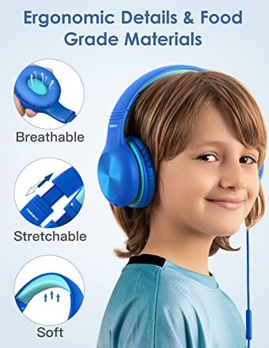 אוזניות של Nabevi Kids עם מיקרופון, אוזניות לילדים לילדים לילדים בנות בנות