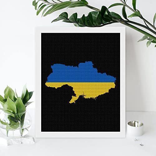 מפת דגל של ערכות ציור יהלומים של אוקראינה למבוגרים מתחילים דיגיטליים DIY צבע 5D לצבע משרדים קיר ביתי עיצוב