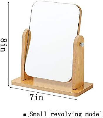 פשוט עץ איפור מראה מסתובב שולחן העבודה איפור מראה שולחן העבודה מעונות סטודנטים מתקפל מראת איפור נייד