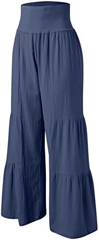 מכנסיים נשים בתוספת גבירותיי מוצק צבע מזדמן כיס רופף כותנה טלאים רחב רגל בתוספת גודל עבודת מכנסיים לנשים