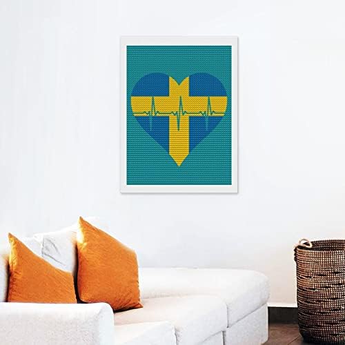 שוודיה דגל פעימות לב יהלומי ציור ערכות למבוגרים צלב תפר עשה זאת בעצמך צבע אמנות תמונות קרפט עבור