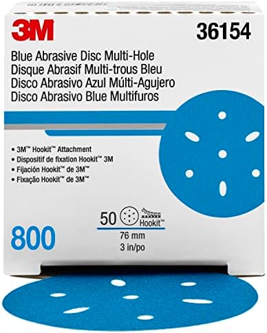 3M Hookit Blue Discive Disc 321U רב-חור, 36154, 3 in, 800, 50 דיסקים לקרטון