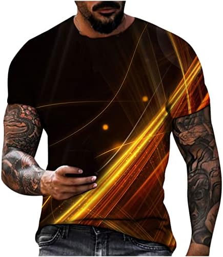 חולצת טריקו של שרוול קצר של גברים, אור צוואר עגול מזדמן אור תלת מימד הדפס דיגיטלי סוודר כושר