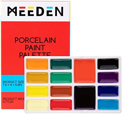 פלטת צבע קרמיקה של Meeden בת 14 באר, פלטת צבע צבעי חרסינה, מגש צבע חרסינה, לוח ערבוב קרמיקה לצבעי מים, גואש,