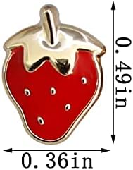 כפתור תות Yyangz 30 pcs חמוד קריקטורה מתכת מתכת אדומה כפתור תות מלאכה אומנות אביזר בגדים מקסים