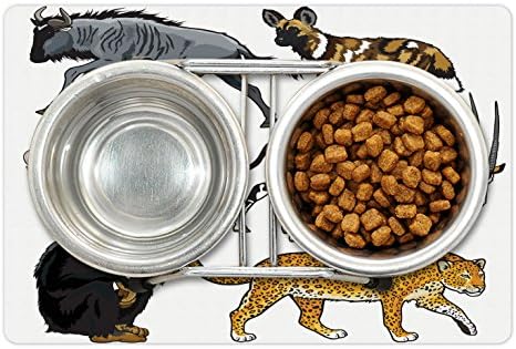 אמבסון גן חיות מחמד מחצלת עבור מזון ומים, הסדר של קריקטורה סגנון חיות בר של אפריקה עולם החי בית