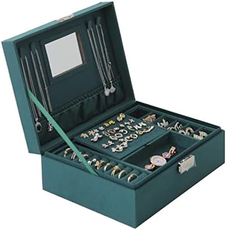 קטיפה תכשיטי אחסון תיבת רטרו ירוק אופנתי גדול קיבולת שעון עגילי טבעות מתנת אחסון מקרה 1 יחידות