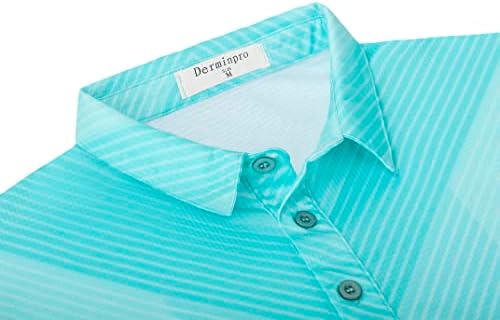 צווארון אופנה של DerminPro מגברים מתאים לשרוול קצר מזדמן חולצות פולו יבש יבש