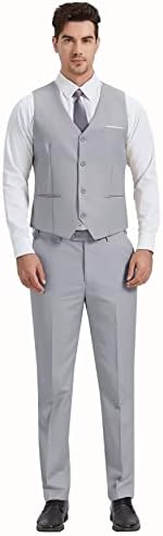 גברים דלים מתאימים 3 חתיכות חליפה, 2 כפתורים בצבע אחיד מכנסי אפוד בלייזר עם סט עניבה, טוקסידו לחתונה עסקית