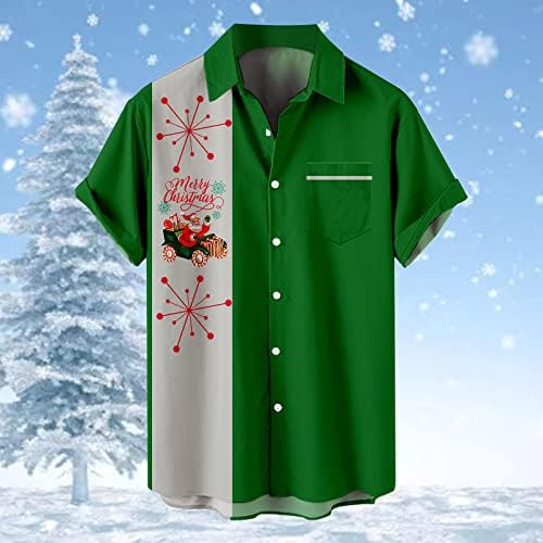 חולצת חג מולד לגברים גרפיקה סנטה שרוול קצר בלוק צבע רגיל מתאים לחולצת חוף הוואי