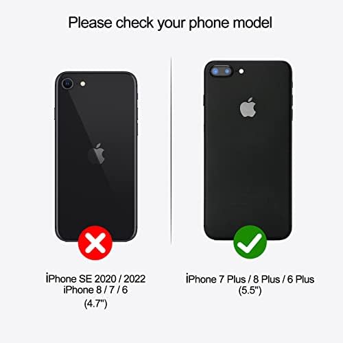 מארז לאייפון 7 פלוס / אייפון 8 פלוס / אייפון 6 פלוס, 2 ב-1 מארז ארנק מגנטי הניתן להסרה, כיסוי נרתיק טלפון מעור