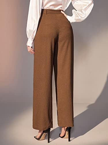 מכנסיים לנשים Ezelo מכנסיים נטייה לכיס רגל רחבה ללא חגורה לאישה