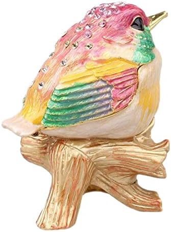 ציפור znewlook על ענף תכשיט מעוצב בעבודת יד אמייל מתכת תכשיטים גבישים גבישים תכשיטים של ציפור קופסת