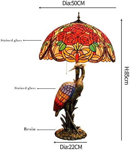 מנורת שולחן עתיק של טיפאני 20 טפני בסגנון שולחן ציפורים נשי ציפורים מנורת ורדים צבעוניים מזכרת זכוכית לסלון