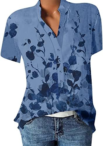 2023 צמרות פרחוניות לנשים כפתור חולצות לבושות שרוול מזדמן לבוש חולצת טשטוש קיץ טוניקה אופנתית צמרות בסיסיות