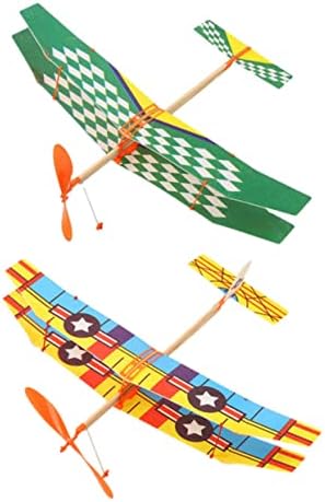 מטוס מטוס גומי מטוס מטוס לילדים צעצועים משגר לילדים לילדים מעופפים צעצוע מטוס 2 יחידות חינוך דאון מטוס חיצוני ספורט