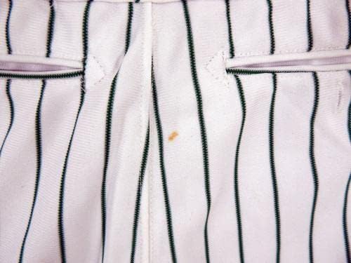 1991 ניו יורק מטס ג'וליו ואלרה 34 משחק משמש מכנסיים לבנים בסנט פטריק 40-27 76 - משחק משומש מכנסי MLB