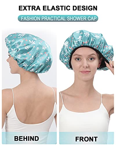 מוצרים חדשים הם זמן מוגבל לחצי מחיר - yizijizi 2 pcs כובעי מקלחת מרופדים של טרי, שכבה משולשת כובע מקלחת גדול