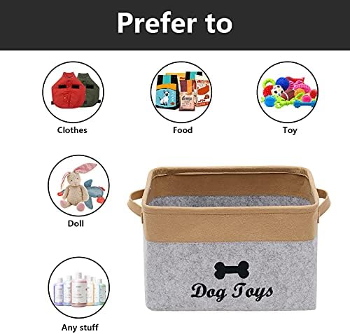 Morezi Felt Feal Toy Cox ואחסון קופסאות צעצוע של כלבים עם ידיות עץ מארגן סל סל - מושלם לארגון צעצועים