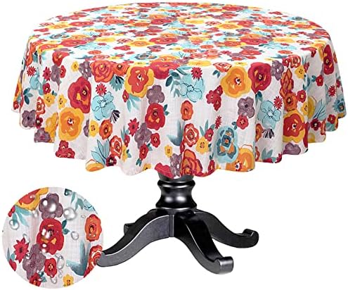 Ruvanti שולחן עגול 70 אינץ ', עבור שולחנות 3-6 רגל, כיסוי השולחן העגול עמיד בכתמים, ניתן לשטוף. מושלם למפת