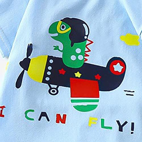 כותנה כותנה של ילדים שרוול קצר חולצה סט מצוירת דפוס צבעוני ניגודיות בגדים ביתיים שמלת קיץ תינוקת