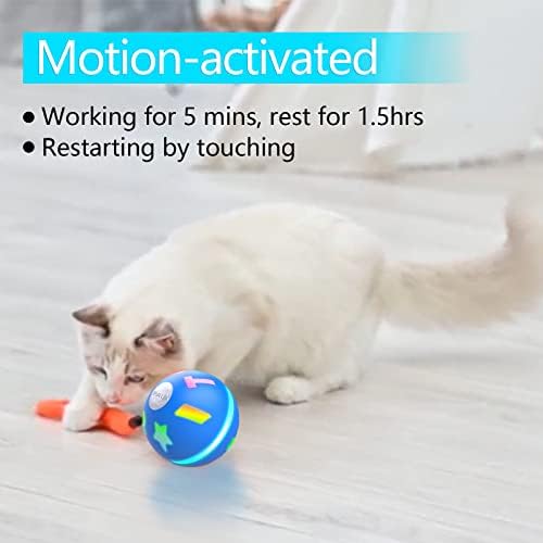 Pauk צעצועי כלבים אינטראקטיביים תנועה מופעלת כדור מתגלגל לכלבים שעוברים צעצוע של כלבים/USB נטען/אור