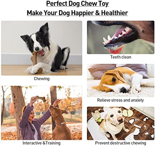 צעצוע לעיסה של כלב Akcmpet לעיסות אגרסיביות, צעצועי כלבים אינטראקטיביים עצמות כלבים לעיסות אגרסיביות, טעם בקר